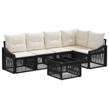 vidaXL Tuinbankenset 6 pcs Zwart poly rattan, Verzenden, Nieuw, 6 zitplaatsen