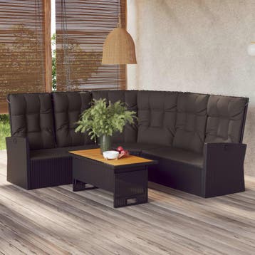 vidaXL Tuinhoekbank verstelbaar met kussens poly rattan, Verzenden, Nieuw, Rotan