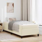 vidaXL Bedframe met matras Crème 90 x 190 cm Stof, Verzenden, Nieuw, Crème, Stof