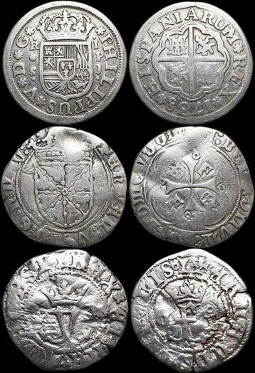 Spaanse Staten. 3 Coins | 1 Real 1738 - Seville | 1 Real ND