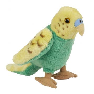 Pluche grasparkiet knuffel - groen/geel - 15 cm, Verzenden, Nieuw