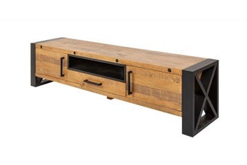 Massief TV-lowboard THOR 200cm gerecycled grenenhout in, Ophalen of Verzenden, Nieuw