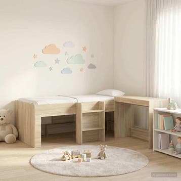 vidaXL Hoge Bed Frame met Bureau voor Kinderen 2 st Sonoma, Verzenden, Nieuw, Bruin, Hout