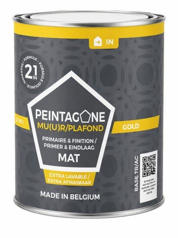 Peintagone Gold Mat – 2-in-1 Muur- & Plafondverf - 2,5 li., Overige kleuren, Nieuw, Ophalen of Verzenden, Verf