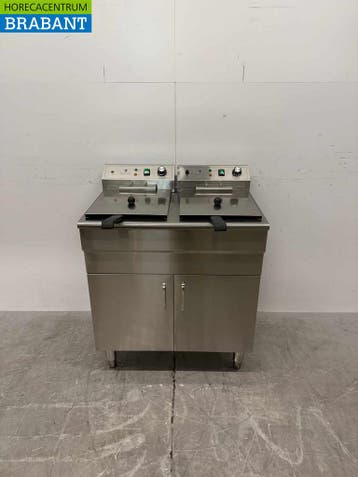 RVS Royal Catering Dubbele Friteuse 2 x 16 liter 2 x 400V, Ophalen of Verzenden, Gebruikt