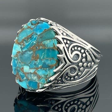 Zilver - Ring - Mozaïek Turkoois