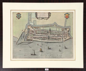 Een kaart van Staveren, door: J. Blaeu, 17e eeuw, Nieuw
