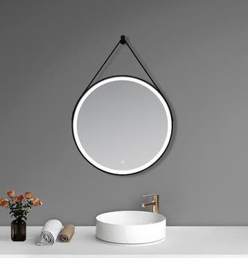 SALE - Kairo 80 x 80 - Mat zwart - Spiegel - Rond -, Huis en Inrichting, Ophalen of Verzenden, Nieuw