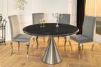 Ronde eettafel ELEGANCIA 130cm zwart marmer chroomstaal met, Huis en Inrichting, Tafels | Eettafels, Ophalen of Verzenden, Nieuw