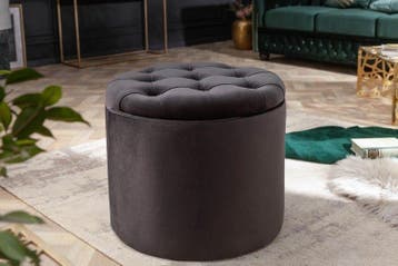 Elegante kruk MODERN BAROQUE 50cm zwart fluwelen opbergmand, Ophalen of Verzenden, Nieuw
