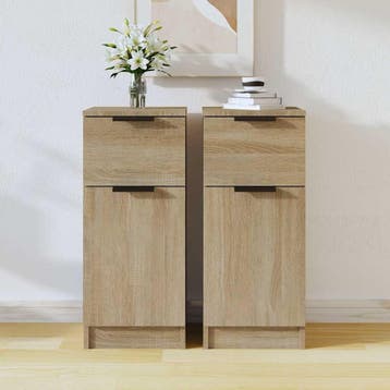 vidaXL Dressoirs 2 st 30x30x70 cm bewerkt hout sonoma, Verzenden, Nieuw, Overige houtsoorten, Minder dan 50 cm