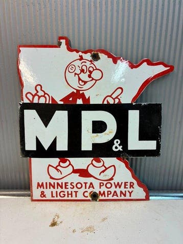 Minnesota Power & Light Company (MP&L) – Emaille Reclamebord