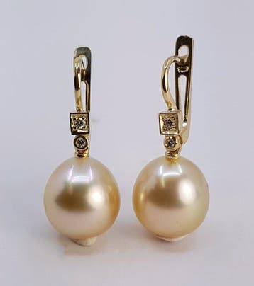 Oorbellen - 14 karaat Geel goud - 0.07ct. tw. - 11×12 mm, Nieuw
