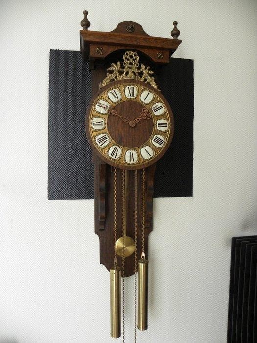 Stijlklok - Hout, Koper, Metaal - 1960-1970, Antiek en Kunst, Antiek | Klokken