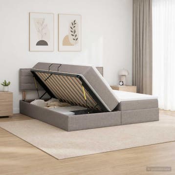 vidaXL Opslag bed met hoofdeinde 2 st Taupe Nep Leer, Huis en Inrichting, Verzenden, Nieuw