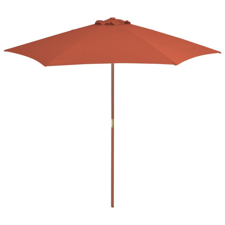 vidaXL Parasol met houten paal 270 cm terracotta, Tuin en Terras, Parasols, Nieuw, 2 tot 3 meter, Verzenden