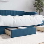 vidaXL Bedlades 2 st bewerkt hout en fluweel blauw, Verzenden, Nieuw, Blauw, Hout