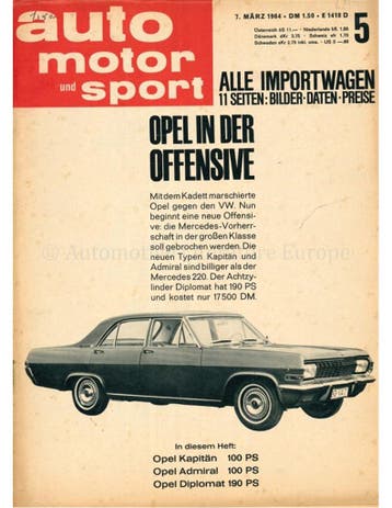 1964 DAS AUTO MOTOR UND SPORT MAGAZINE 05 DUITS, Nieuw, Author
