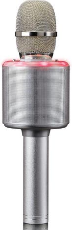 Karaoke Microfoon – met Bluetooth - Zilver – Lenco - BMC-085, Verzenden, Zo goed als nieuw