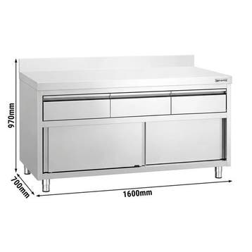 GGM Gastro | RVS Werkkast PREMIUM - 1600 x 700 mm - met 3 |, Zakelijke goederen, Verzenden, Nieuw in verpakking, Meubilair