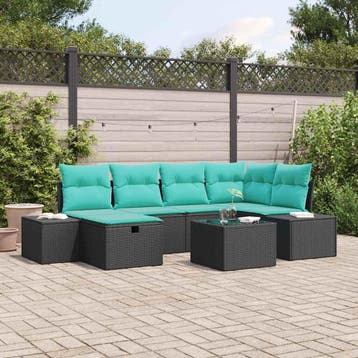 vidaXL Bankstel 3 st poly rattan, Verzenden, Nieuw, 3 zitplaatsen