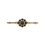 Antiek gouden broche met granaat, Gebruikt, Overige kleuren, Ophalen of Verzenden, Met edelsteen