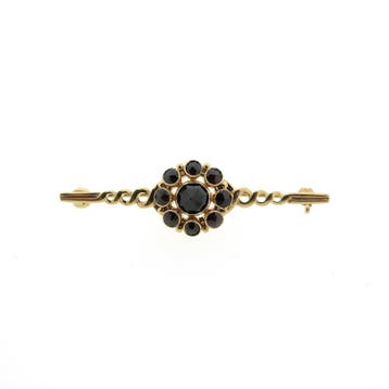 Antiek gouden broche met granaat, Sieraden, Tassen en Uiterlijk, Gebruikt, Ophalen of Verzenden, Met edelsteen, Goud