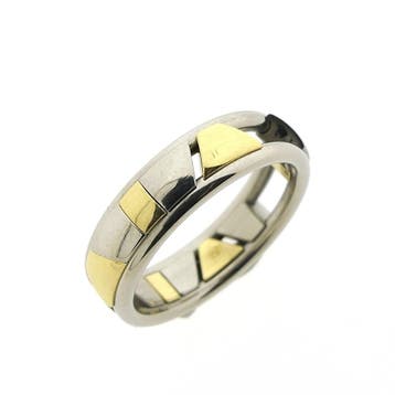 Bicolor gouden schuifbare ring met palladium, Gebruikt, Ophalen of Verzenden, Kleiner dan 17, Dame of Heer