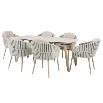 Manolo Eva dining tuinset 180x95xH75 cm 7 delig keramiek, Tuin en Terras, Tuinsets en Loungesets, Ophalen of Verzenden, Nieuw