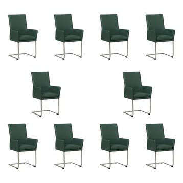 Set van 10 Leren eetkamerstoelen Rumor - Toledo Forrest, Huis en Inrichting, Ophalen of Verzenden, Nieuw, Leer, Vijf, Zes of meer stoelen