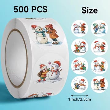 Sluitstickers kerstetiketten kerststickers kind & sneeuwpop, Ophalen of Verzenden, Nieuw