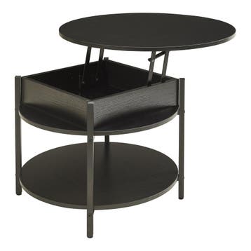 Salontafel Kandas rond zwart en houtkleurig Ø70 cm [en.casa], Verzenden, Nieuw