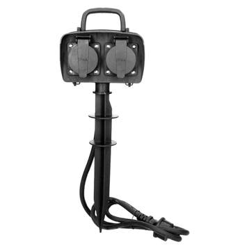 Duo stekkerdoos waterproof - 230V - Met prikpen en kabel, Hobby en Vrije tijd, Ophalen of Verzenden, Nieuw