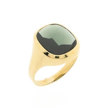 Gouden ring met toermalijn, Gebruikt, 20 of groter, Heer, Ophalen of Verzenden