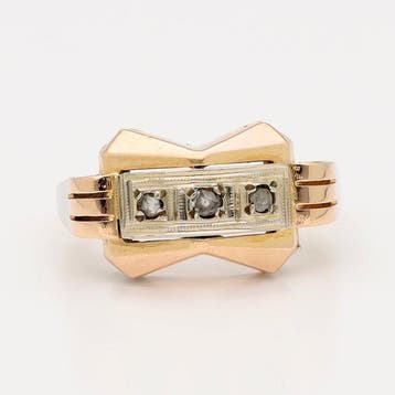 Ring - 18 karaat Geel goud, Witgoud, Roségoud - Roos diamant, Nieuw