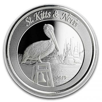 EC8 - St. Kitts and Nevis Pelikaan 1 oz 2019 (25.000 oplage), Verzenden, Losse munt, Zilver