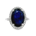 Ring Platina - 8.79ct. tw. Saffier - Diamant, Sieraden, Tassen en Uiterlijk, Ringen, Nieuw