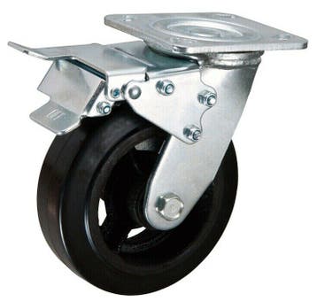 Zwenkwiel met dubbele rem 200x50mm rubber 270KG, Verzenden, Nieuw