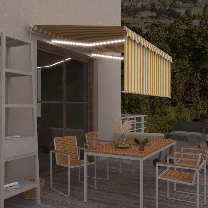 vidaXL Luifel handmatig uittrekbaar rolgordijn LED 3,5x2,5 m, Tuin en Terras, Zonneschermen, Nieuw, Verzenden