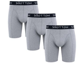 3-Pack SQOTTON® boxershort - Extra lange pijp - Grijs, Kleding | Heren, Verzenden