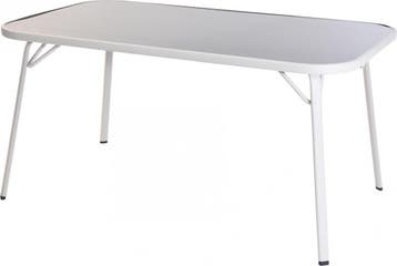 Pro Garden Tuintafel 150 X 90 cm Staal/glas Wit/grijs, Ophalen of Verzenden, Nieuw
