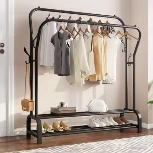 Dubbel Kledingrek met Schoenenrek – Staand Rek 146×110×35 cm, Kleding | Dames, Kledingrekken, Nieuw, Verzenden