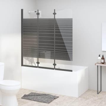 vidaXL Douchewand inklapbaar 3 panelen 130x130 cm ESG zwart, Verzenden, Nieuw