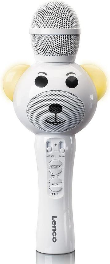 Karaoke Microfoon – met Bluetooth - Wit – Lenco - BMC-060, Verzenden, Zo goed als nieuw