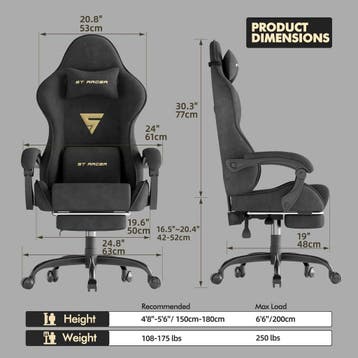 Ergonomische Bureaustoel -  Office Chair - Gamestoel - Volwa, Verzenden, Zo goed als nieuw