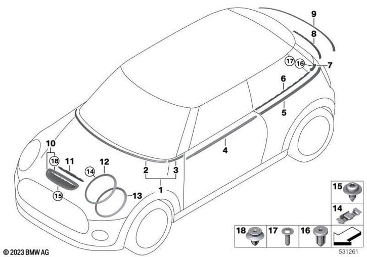 MINI Cooper F56 Sierlijst motorkap 5A3EA62 51135A3EA62, Auto-onderdelen, Carrosserie en Plaatwerk, Gebruikt, Ophalen of Verzenden