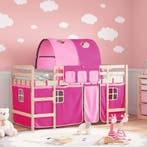 vidaXL Kinderhoogslaper met tunnel 80x200 cm massief, Eenpersoons, Verzenden, Nieuw, 80 cm