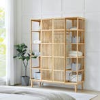 [en.casa] Kledingkast Hudiksvall bamboe 185x140x45 cm open k, Verzenden, Nieuw