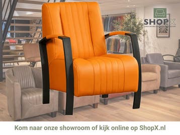 Leren fauteuil Glamour - Toledo Mandarin (oranje), Nieuw, Ophalen of Verzenden, 50 tot 75 cm, Industrieel, Modern, Retro