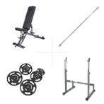 Taurus halterbank B900 + lange halterrek + 75 kg set, Sport en Fitness, Fitnessmaterialen, Verzenden, Nieuw